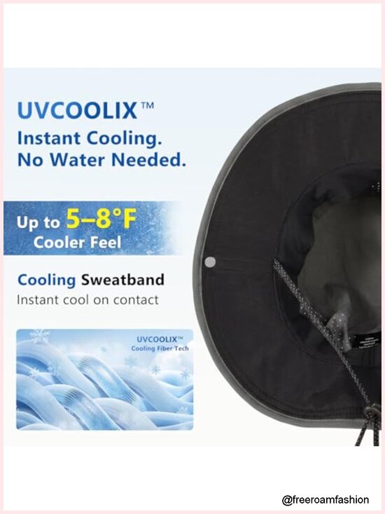 UPF 50+ Cooling Wide Brim Safari Hat, 360° Breathable, Nylon main image 5